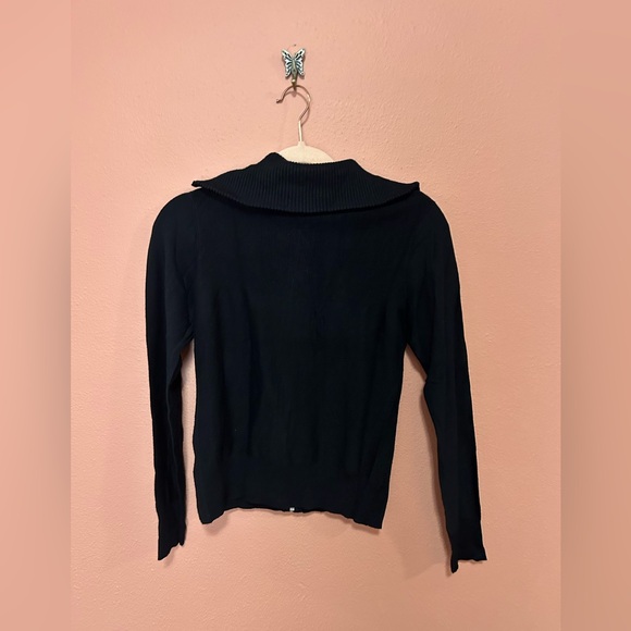 NWT Dollhouse Black Collared Zipper Sweater - Picture 5 of 7